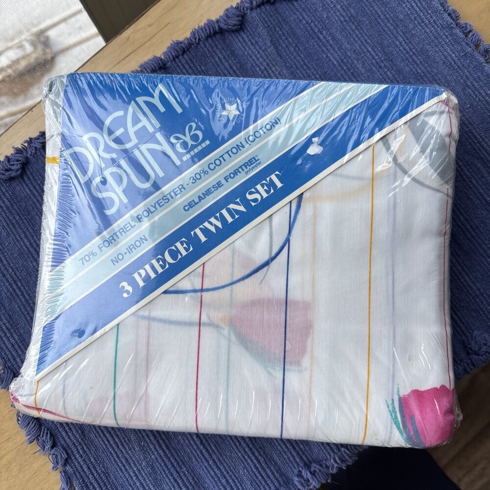 Bibb Company 3 Piece Twin Sheet Set Floral USA Vintage Signature Vtg NEW